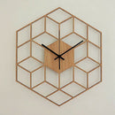 1 Pcs Hexagon Wood Wall Clock Advanced European Minimalist Geometric Lines