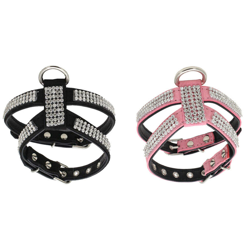 Pack of 2, No Pull Adjustable Dog Pet Bling Diamond Crystal Vest Harness
