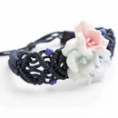 Woven Bracelet Chinese Style Ceramic Flower Bracelet Wrist(Three Colours) T6T8