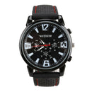 Man Wrist Watch Racing Sporty Quartz Movement Silicon Watchband Black