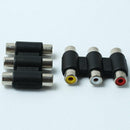 2pcs Triple RCA Female to Female Coupler Adapter AV Cable Component Connector