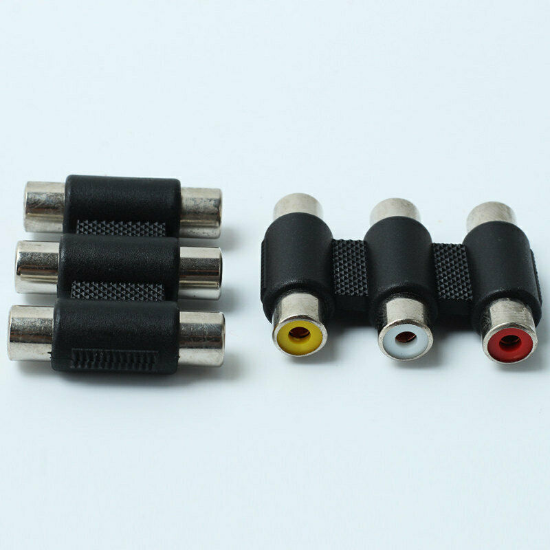 2pcs Triple RCA Female to Female Coupler Adapter AV Cable Component Connector
