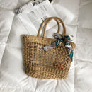 Women Straw Woven Shoulder Handbags Retro Girls Travel Vacation Beach Totes