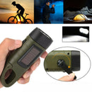 Solar Powered Hand Crank Flashlight Rechargeable LED w/ Clip Emergency Light New