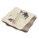 6 Pcs Chinese Calligraphy Paintings Pattern Bamboo Coasters Cup Mats with H P3C1
