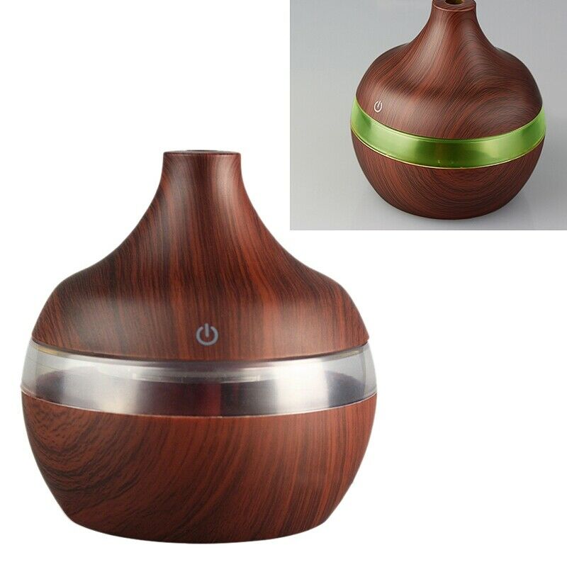 Usb 300Ml Aroma Humidifier Aromatherapy Wood Grain 7 Color Led Lights Elect G5G2