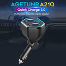 A21Q Dual USB 5V 2.4A QC3.0 LED Digital Car Phone Charger w/Lighter Sockets A