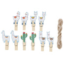 10pcs Cactus Alpaca Llamas Wooden Clips with Rope Photo Clips Hawaiian DecME