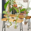 Test Tube Flower Vase ChairWooden Stand for Hydroponic Plant 3 Bottle