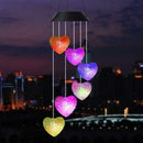 6LED Colorful Love Heart Wind Chime Lamp Solar Powered Garden Hanging Lamp