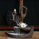 Ceramic Tathagata Buddha Lotus Backflow Incense Burner Holder Lotus Style