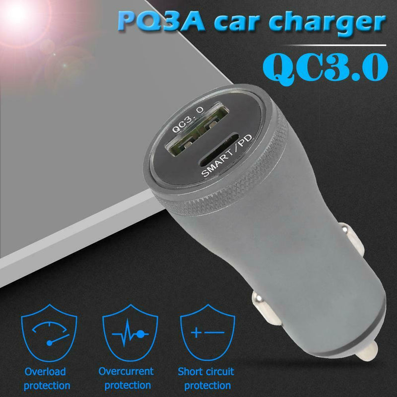 PQ3A Quick Charge 3.0 Car Charger 36W 2 Port USB Fast Charging Adapter for Phone
