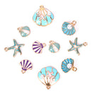 10pcs/lot Enamel Sea Starfish Shell Charms Pendant DIY Jewelry Making Findings