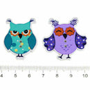 50Pcs Cartoon Owl Animal Wood Sewing Buttons 2 Holes For Kids