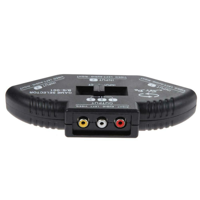 3-Way Audio Video AV RCA Black Switch Selector Box Splitter with/3RCA Cable