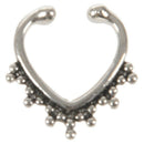 Faux Non Piercing Beaded Heart SEPTUM Nose ClipOn Hanger RINGS Stud Color:S H7W6