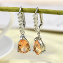 Polished Women Morganite Sapphire Wedding Party Jewelry Drop Dangle Earrings New