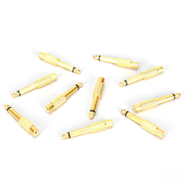 10pcs RCA Female jack to 6.35mm Mono Male Plug Audio Adapter Connector B ~S