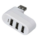 180 Degree Rotate USB 2.0 HUB Mini 3 Ports Splitter Hub Adapter White