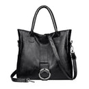 Women Large Capacity Shoulder Bags Leather Retro Messenger Handbag (Black)