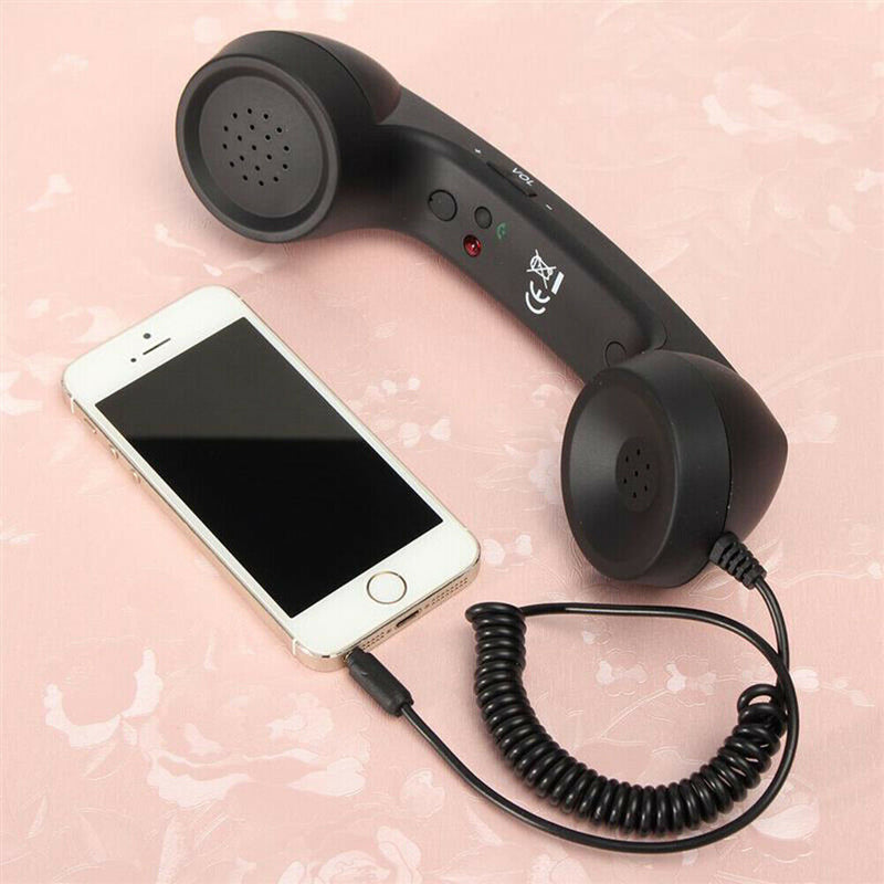 3.5mm Retro Radiation-Proof Telephone Handset Cell Phone Receiver (Black) A