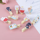 10pc/lot lucky cat wooden clip with fine twine mini clip, craft decorative cl_