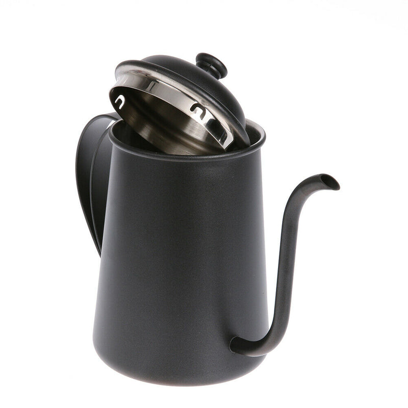 Black Stainless Steel 650ml Coffee Tea Pot Hand Coffee Pot Small Mouth Pot A