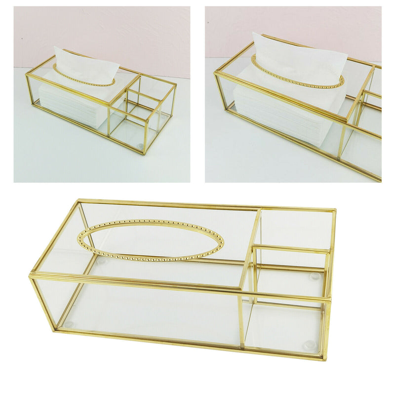 Rectangular Clear Glass Paper Tissue Box Decorative Glass Napkin Storage Box