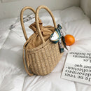Retro Women Girls Hollow Straw Handbags Beach Handmade Woven Drawstring Totes