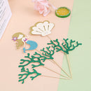 6PCS Starfish Mermaid Happy birthday Cake Toppers Cupcake Baby Shower DIY Gi Gw