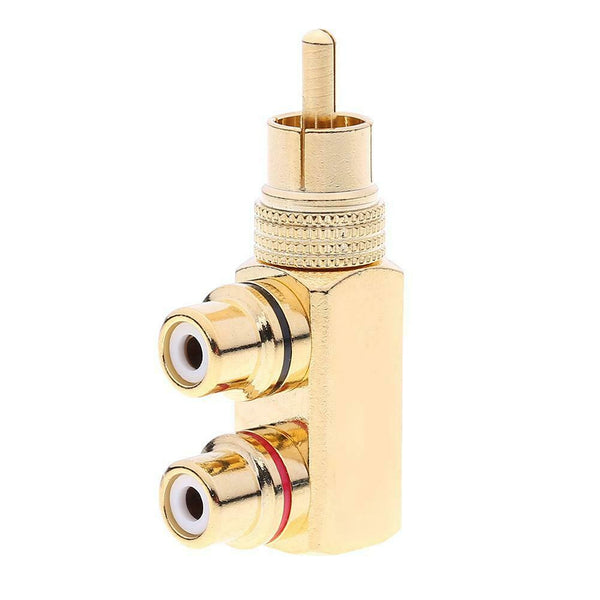 Gun Shape RCA 1 Male to 2 Female AV Audio Video Splitter Adapter Connector #gib