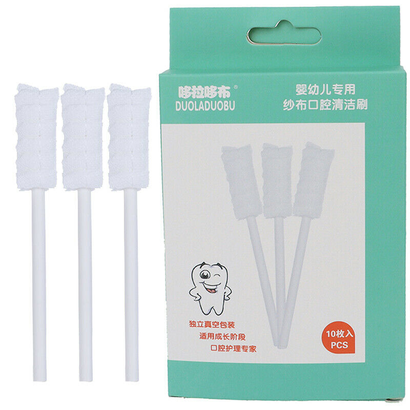 Baby Tongue Cleaner Disposable Gauze Toothbrush Paper Rod Infant Oral Cleanin JR