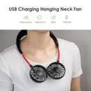 USB Rechargeable Neck Band Fan Sports Outdoor Halter Air Cooler (Black Red) A