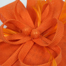 Race Wedding Feather Pillbox Hat Fascinator Derby Party Headband Clip Orange