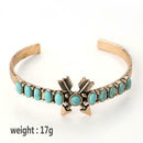 Boho Women Retro Turquoise Cuff Bracelet Alloy Ethnic Open Bangle Jewelry