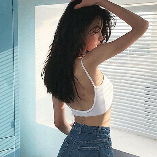 2x Bustier Crop Top Bralette Women Padded Bra Women Sports Bra Soft Spaghetti