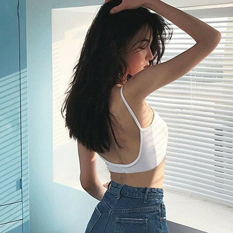 2x Bustier Crop Top Bralette Women Padded Bra Women Sports Bra Soft Spaghetti