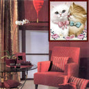 5D Diy Diamond Painting Cross Stitch Couple Cat Diamond Painting Round Rhin