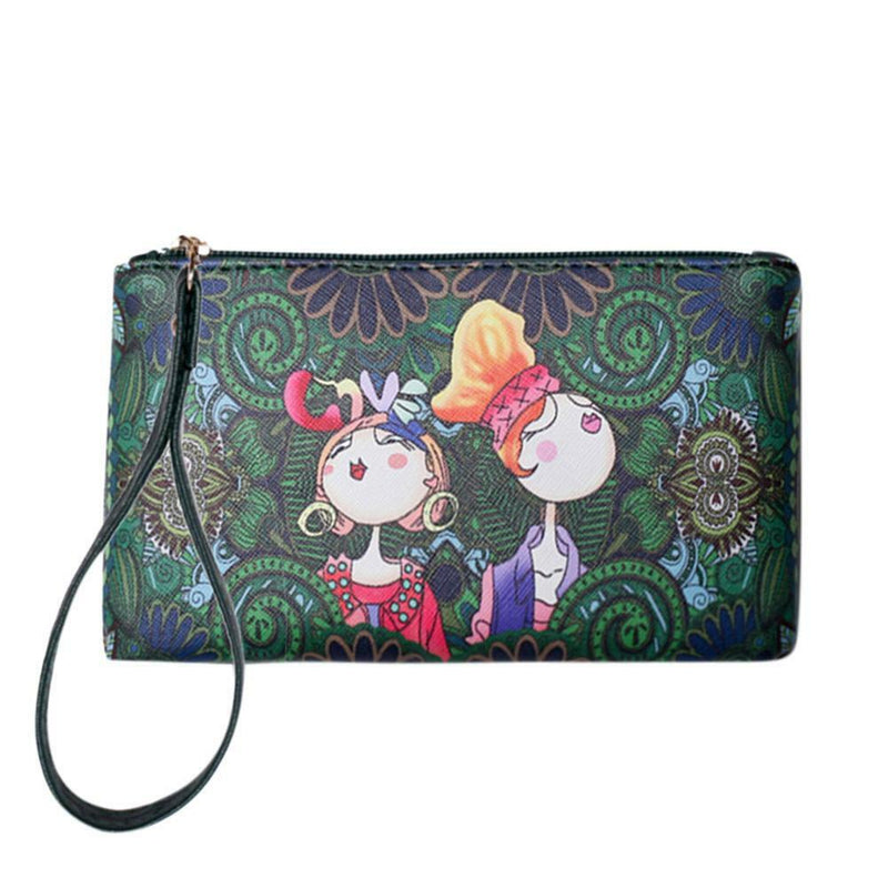 Fashion Women Ethnic Style Leather Bag Long Clutch Wallet Purse Handbag Wristlet