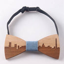 Wedding Bow Tie Wooden Butterfly City Skyline For Men's Suit Shirt Necktie  S6P8