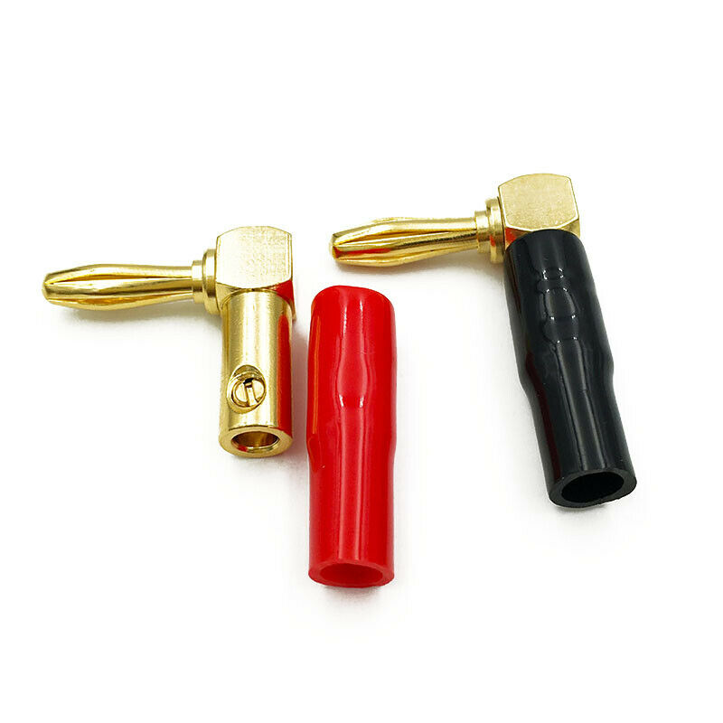 [4 Pack] Hi-end Copper Right Angle/90 Degree Screw Type Banana Plug / Speak X2Q9