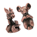 2Pcs Copper Chinese Twelve Zodiac Incense Stick Stand Burner Rat &Dragon