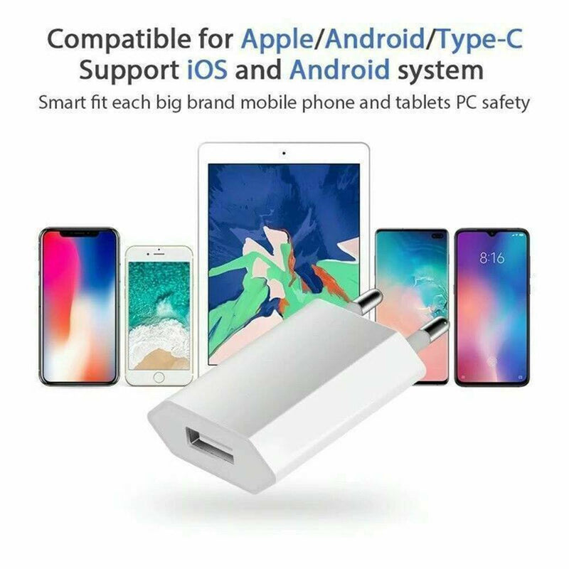 European USB plug Euro Europe EU 2 Pin 1A Fast USB Wall Plug Charger White.