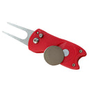 Collapsible Spring Golf Divot Repair Fork Ball Marker Alignment Tools Red