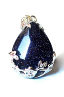 Women Angel Tears Water Drop Semi-Precious Gemstones Pendant -Blue sandston