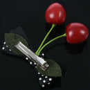 Ladies Cherry Design Bow Decor Metal Alligator Hair Clip Barrette Red W8R5