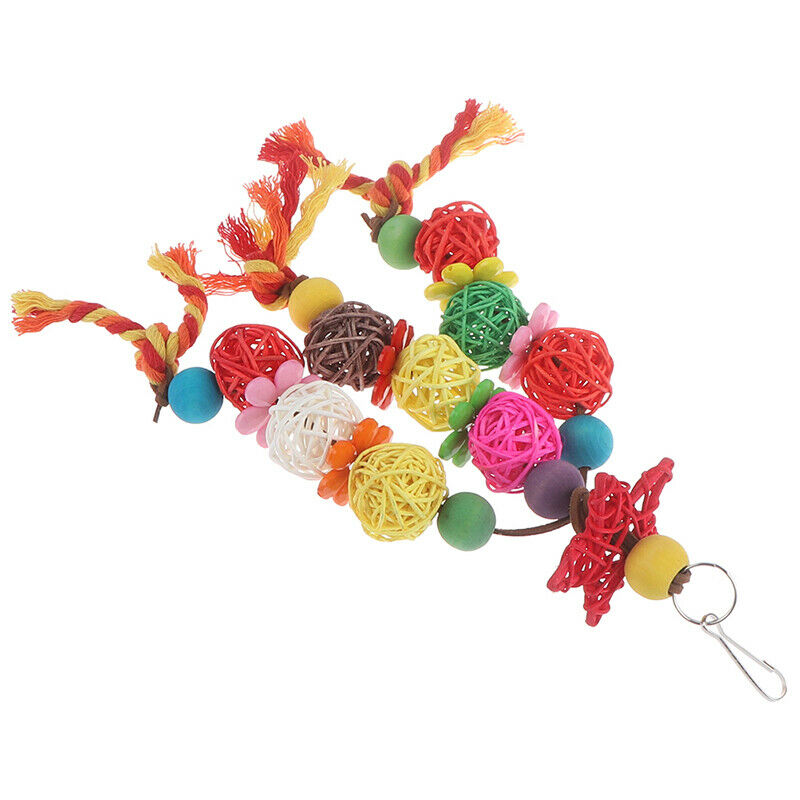 Cage Budgie Colorful Standing Rattan Swing Bird Bite Playing Pet Parrot Chew  BX