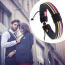 Colorful Weave Rope Bracelet Retro Leather Bangles Unisex Jewelry (Black)