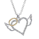 Fashion Angel Wings Love Heart Pendant Necklace Jewelry Chain Necklace JC3c