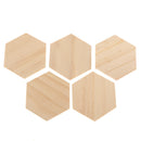 5 Pieces Natural Wood Hexagon Plaque Sign Slices Unfinished Wooden Shapes